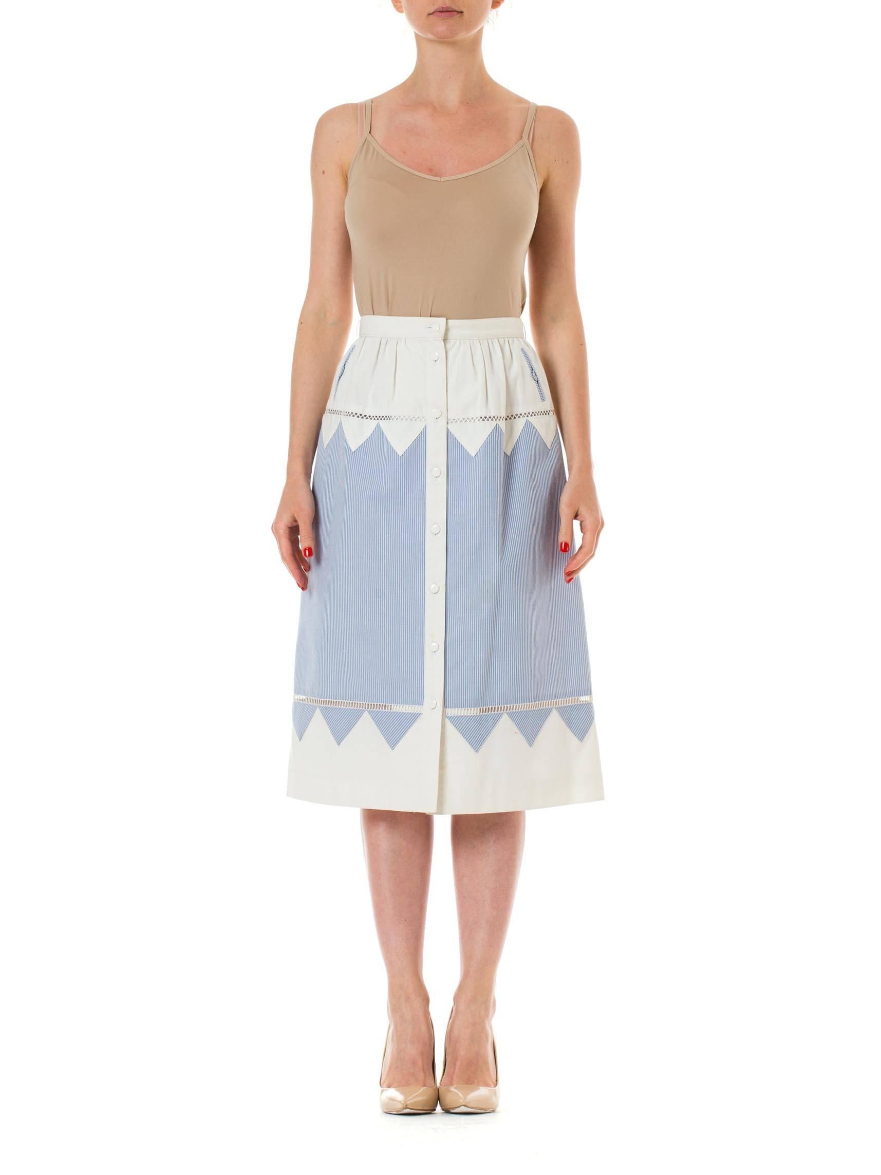 Gray Interestingly Detailed Louis Féraud Cotton Skirt