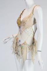 2003 ALEXANDER MCQUEEN Silk Chiffon "Deliverance" Tattered  Top