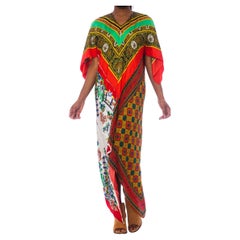 MORPHEW COLLECTION Rayon & Silk Bias Cut Scarf Dress With 1940'S 1970'S Chinese
