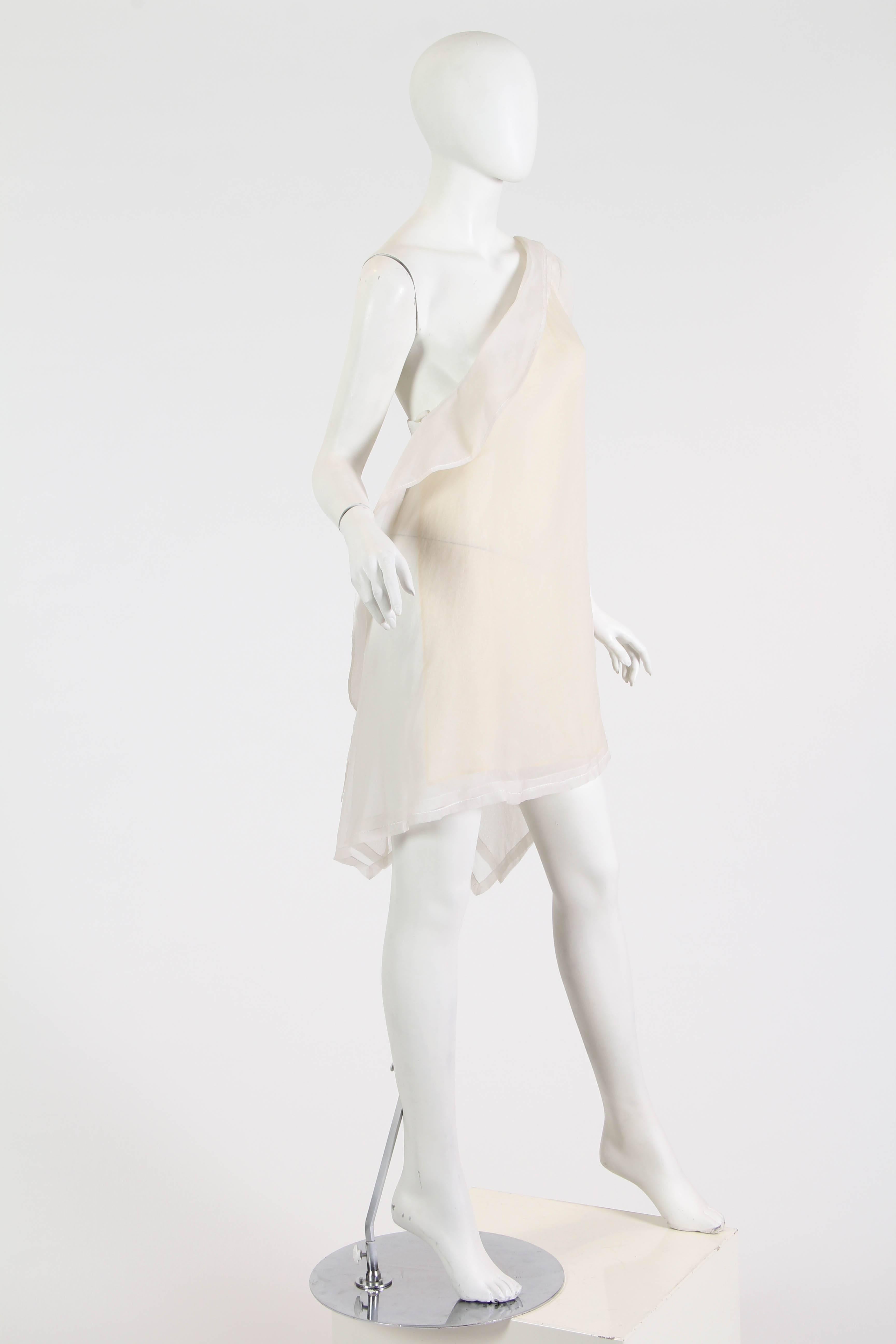 Beige Gianfranco Ferre Asymmetrical Organza Tunic Dress