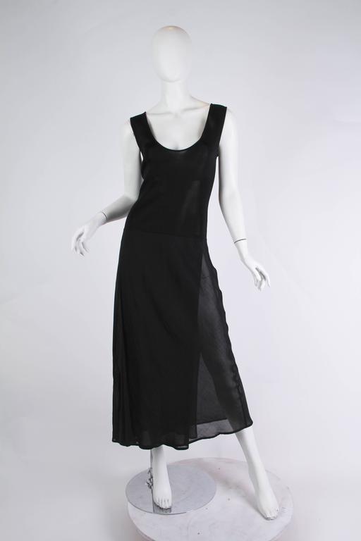 1990S Black Viscose Knit and Bias Chiffon Minimalist Dress at 1stDibs