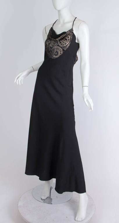 1930s Bias cut Backless Gown with Gold Lamé Details For Sale at 1stdibs