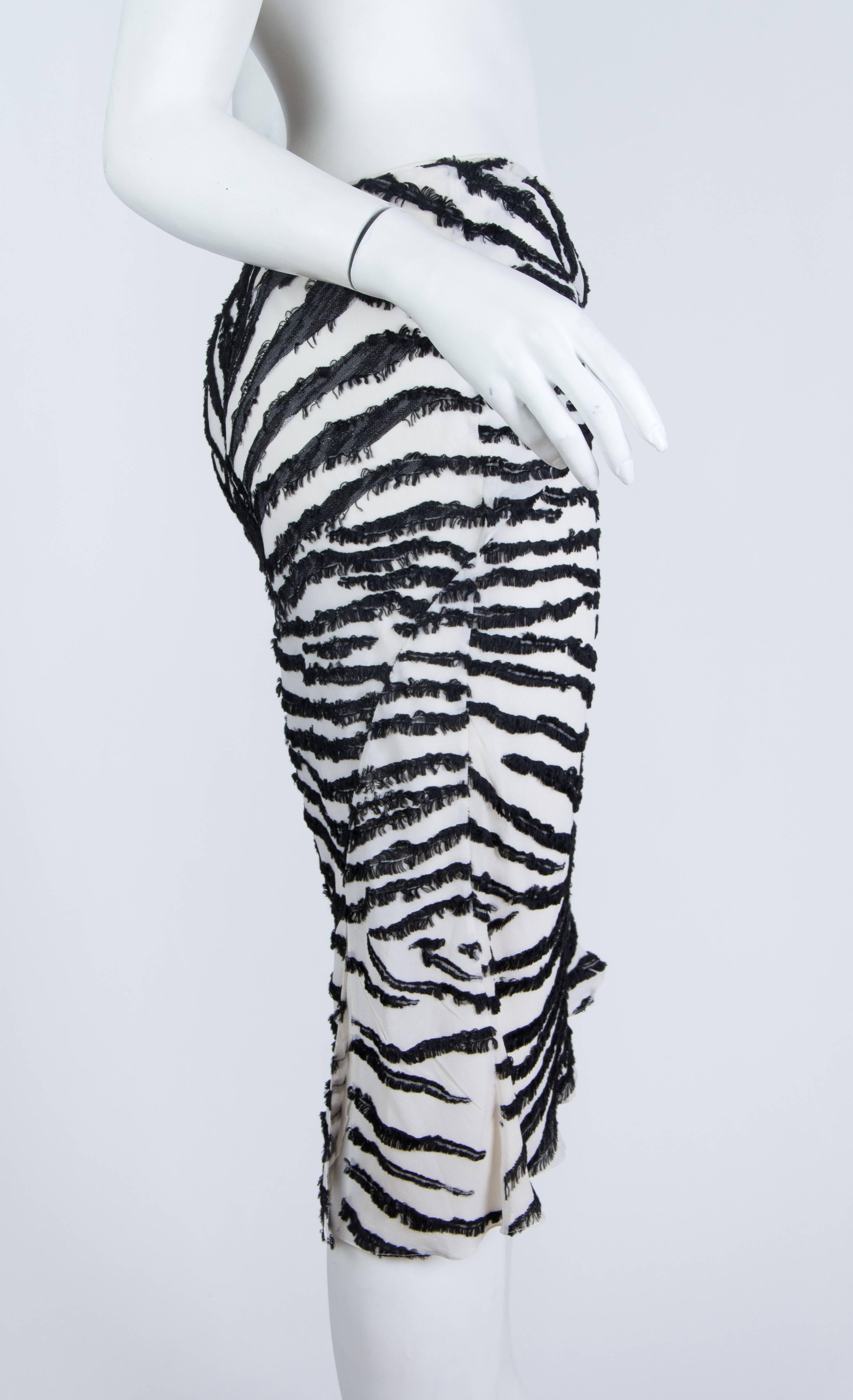 1990S JOHN GALLIANO Bias Cut Silk Fil Coupé  Zebra Skirt In Excellent Condition In New York, NY