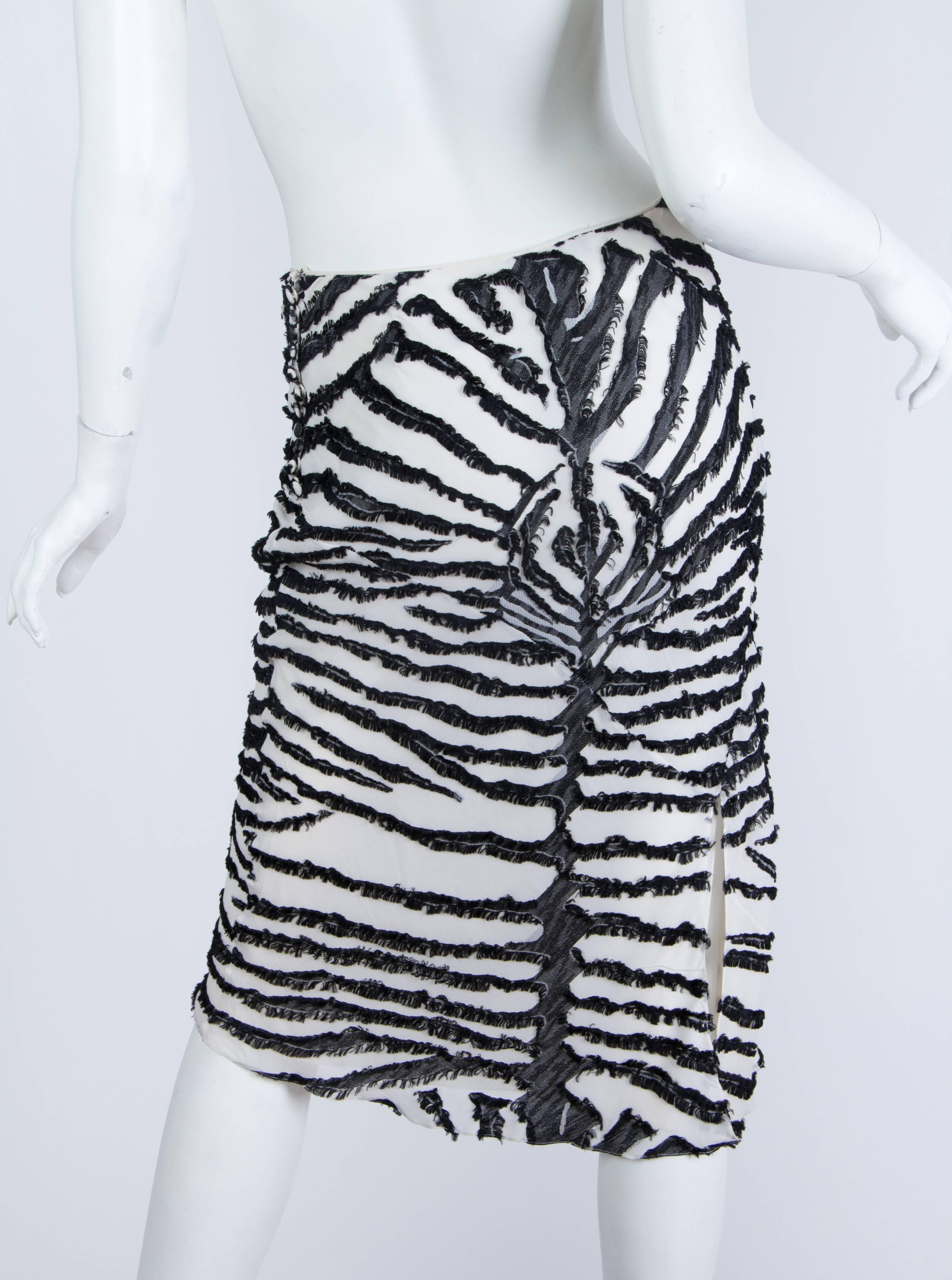 1990S JOHN GALLIANO Bias Cut Silk Fil Coupé  Zebra Skirt 1