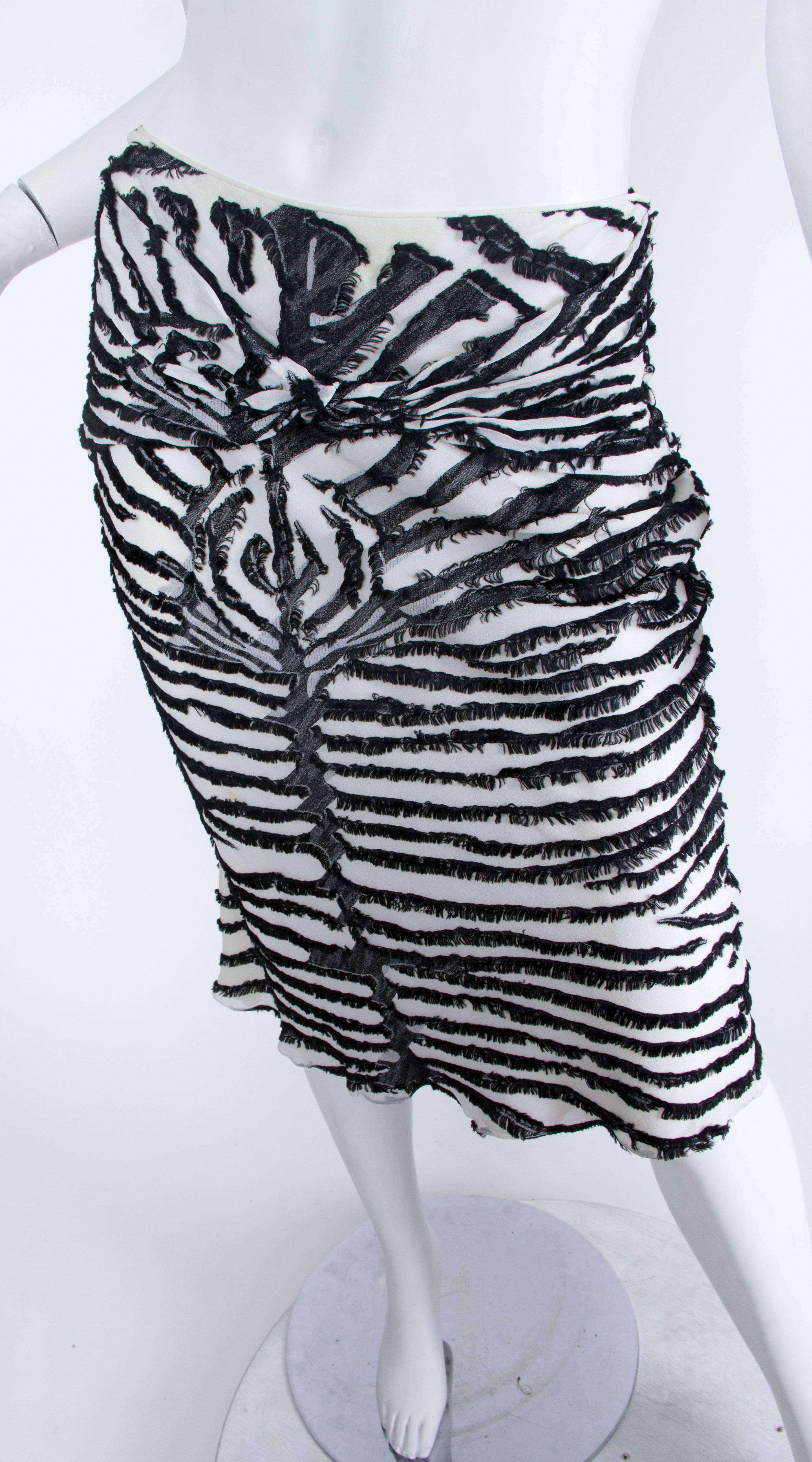 1990S JOHN GALLIANO Bias Cut Silk Fil Coupé  Zebra Skirt 2