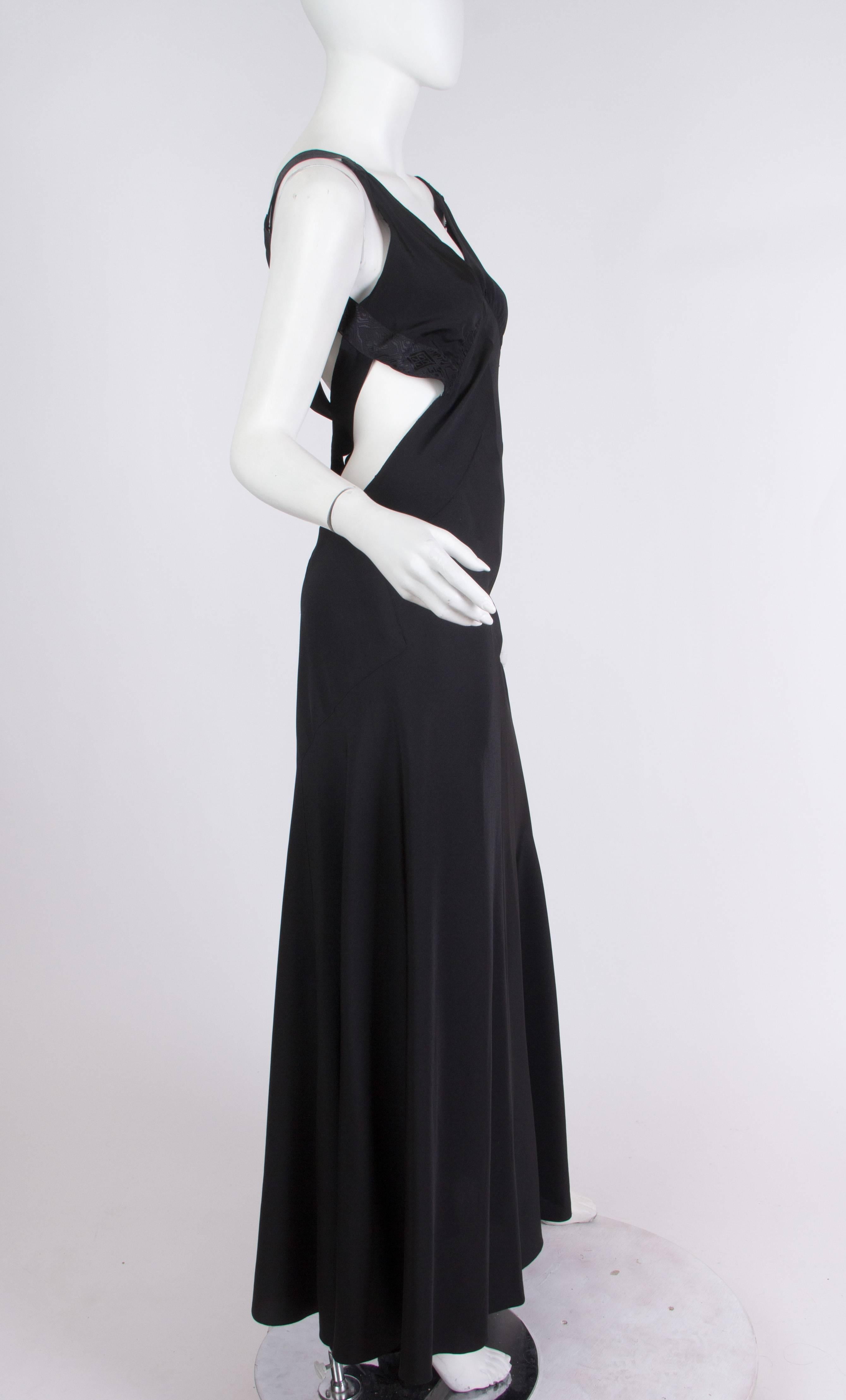 Women's Sexy Reworked 1930s Bias Cut Gown with Cut-Outs