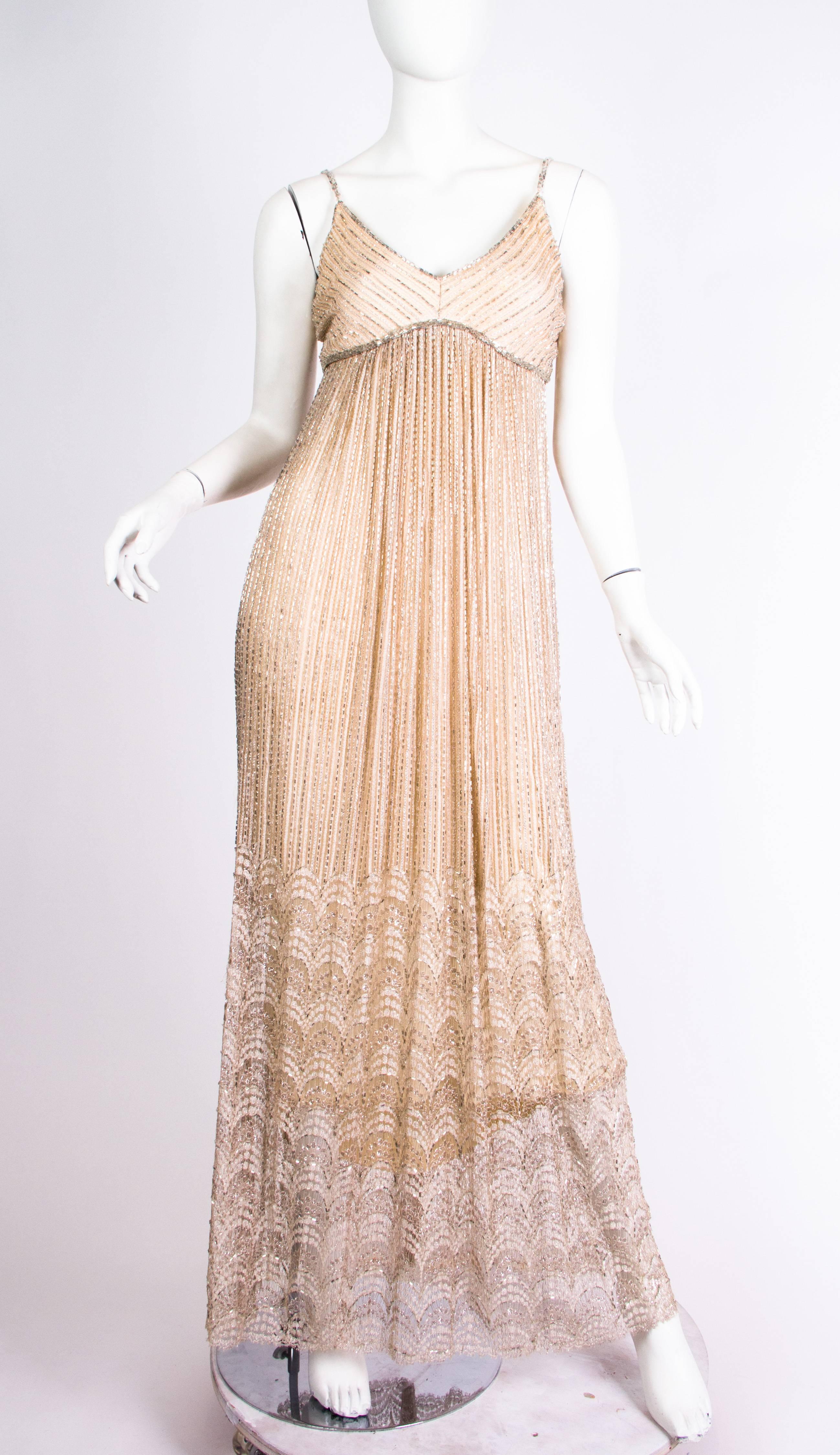 Sexy 1970s Beaded Lace Dress from Alfred Bosard In Excellent Condition In New York, NY