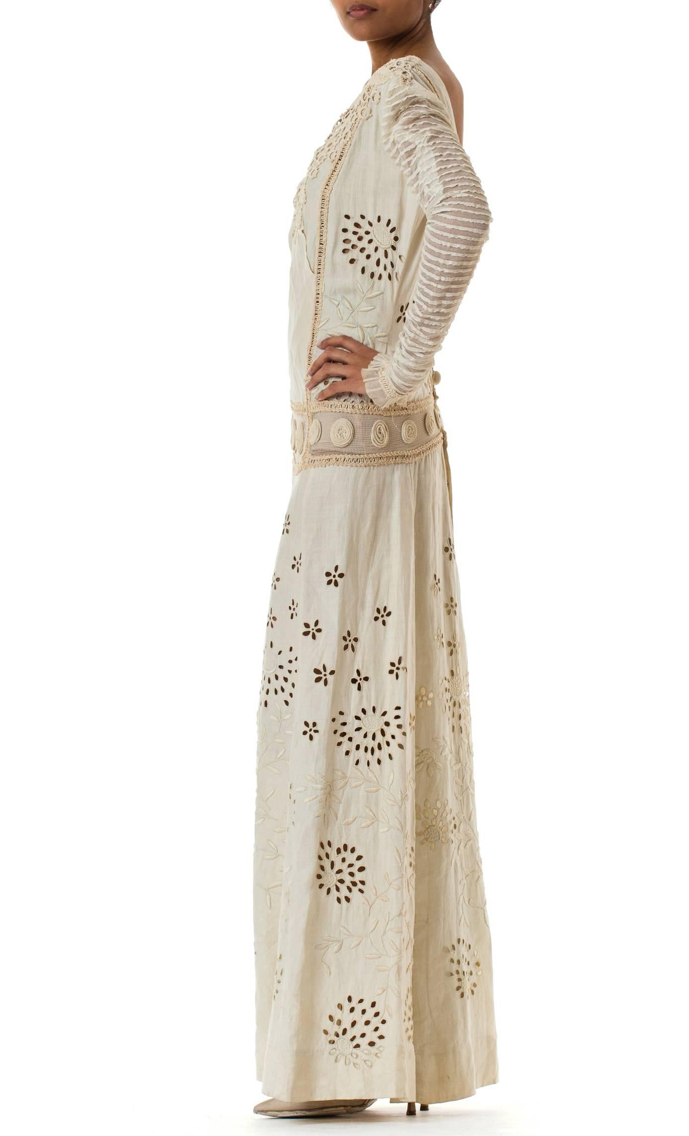 Beautifully Rebuilt Edwardian Hand Embroidered Lace Dress 1