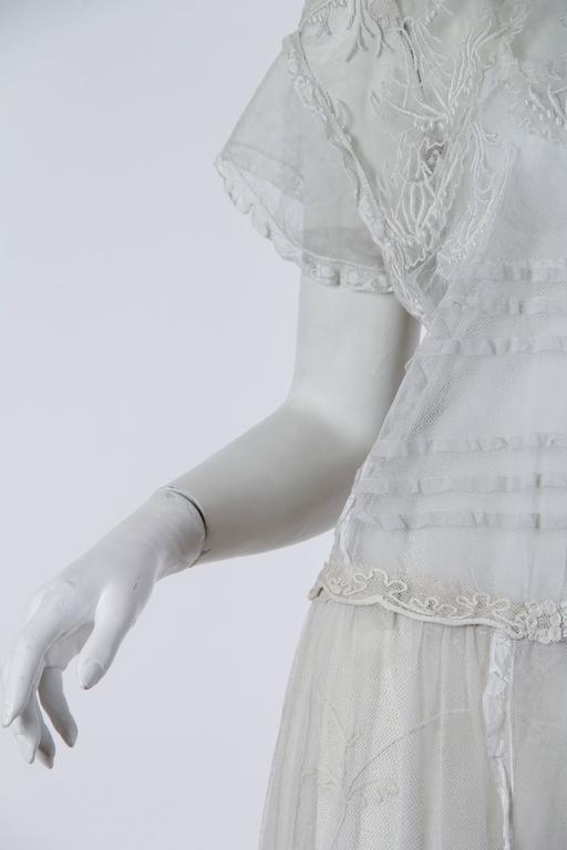19086 Ecru Cold Shoulder Tulle Lace Dress