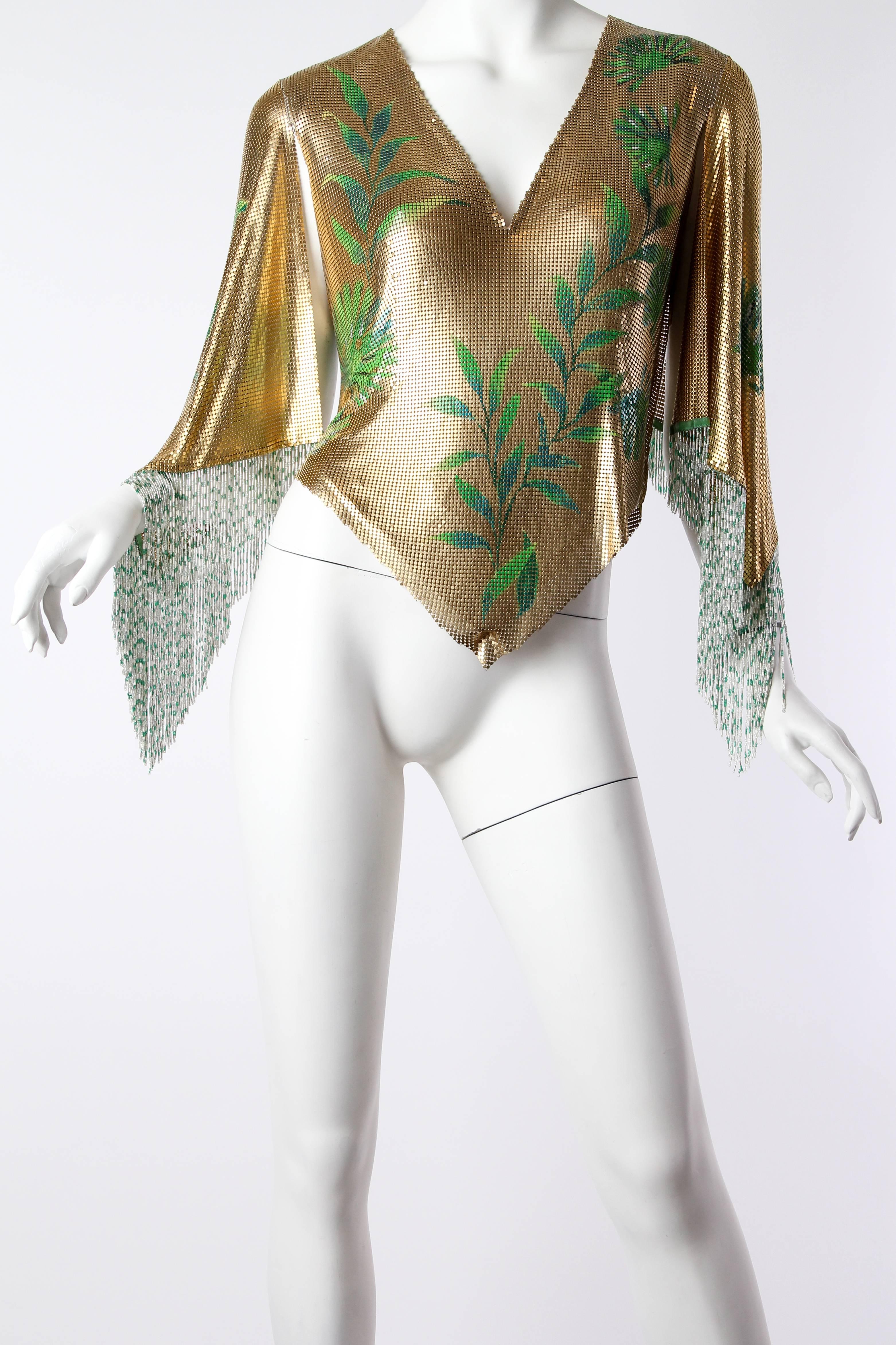 Exceptionally Rare Hand Painted Gianni Versace Couture Metal Mesh Top In Excellent Condition In New York, NY
