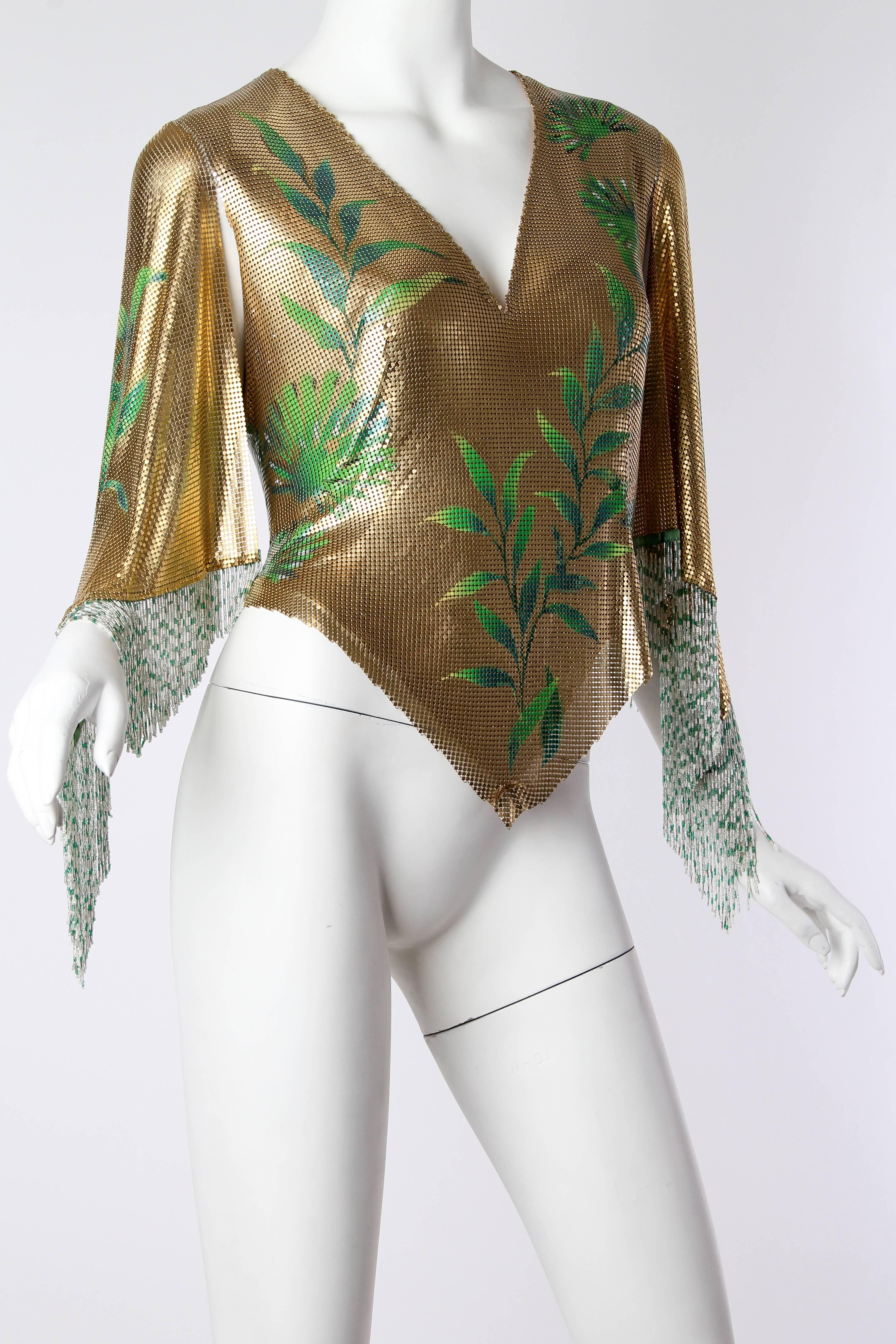 Women's Exceptionally Rare Hand Painted Gianni Versace Couture Metal Mesh Top