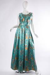 MORPHEW COLLECTION Teal & Gold Asian Dragon And Phoenix Jacquard Reversible Gow