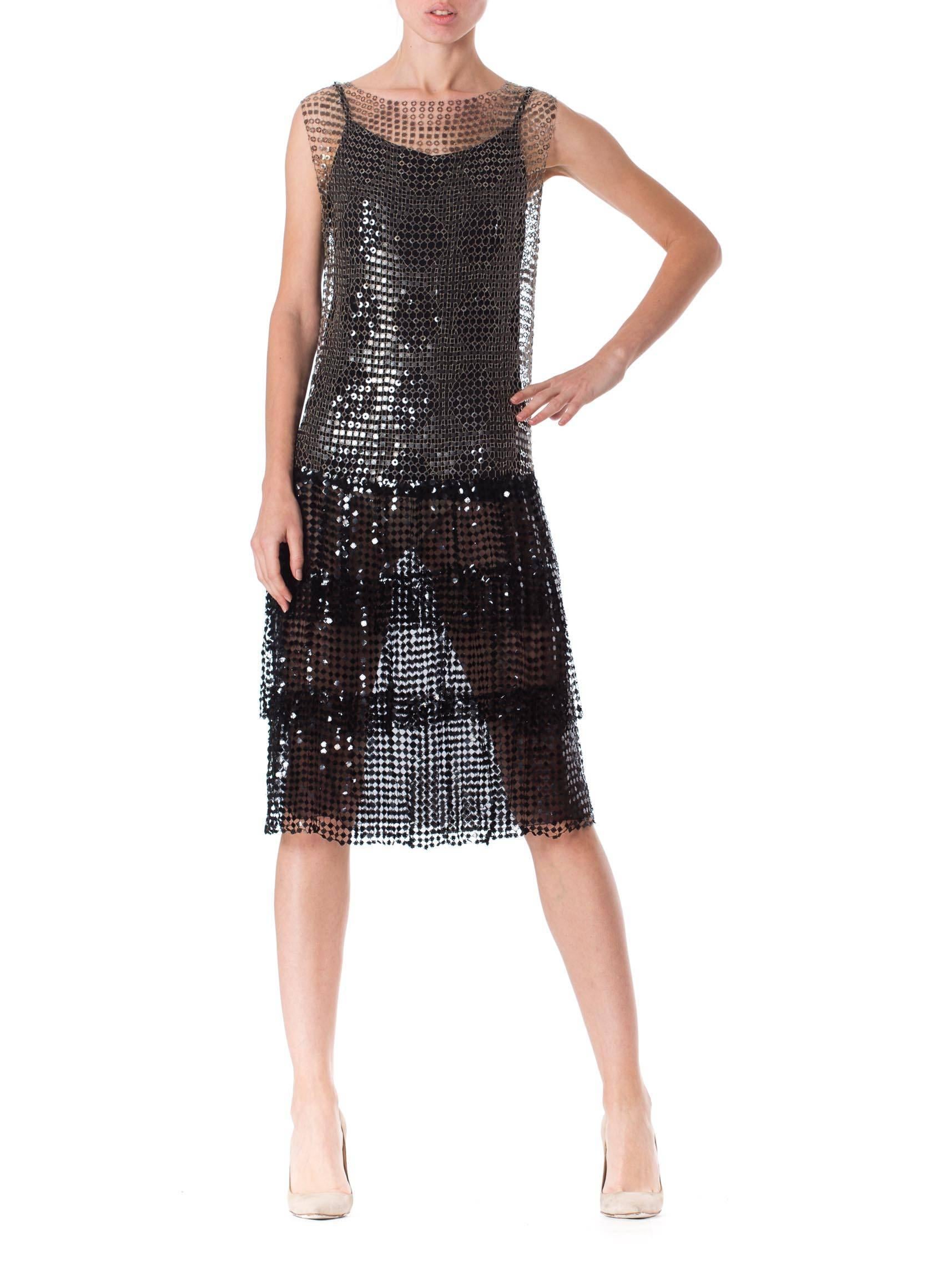 Spectacular 1920s Art Deco Sequin Net Dress In Excellent Condition In New York, NY