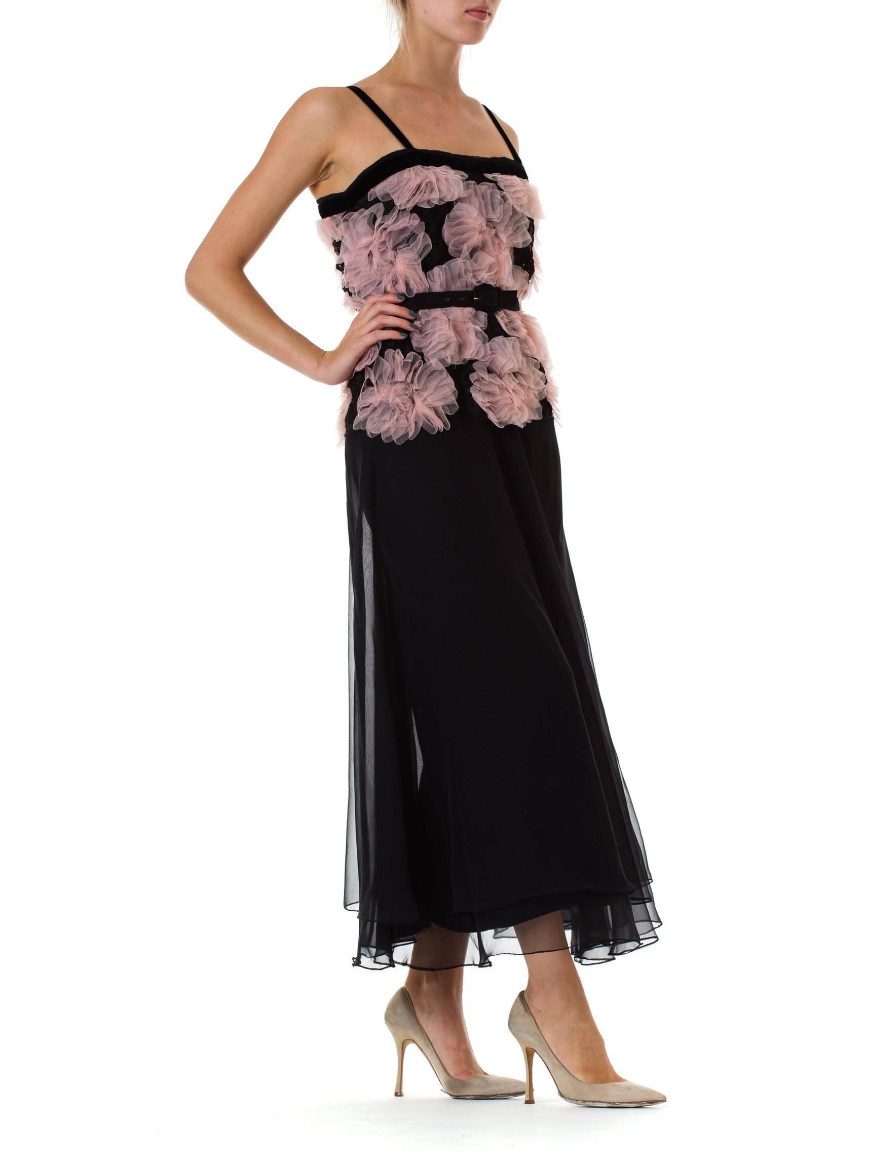 MORPHEW COLLECTION Black & Pink Chiffon Chanel Inspired Gown Made With 1980S Ribbon Lace
MORPHEW COLLECTION is made entirely by hand in our NYC Ateliér of rare antique materials sourced from around the globe. Our sustainable vintage materials