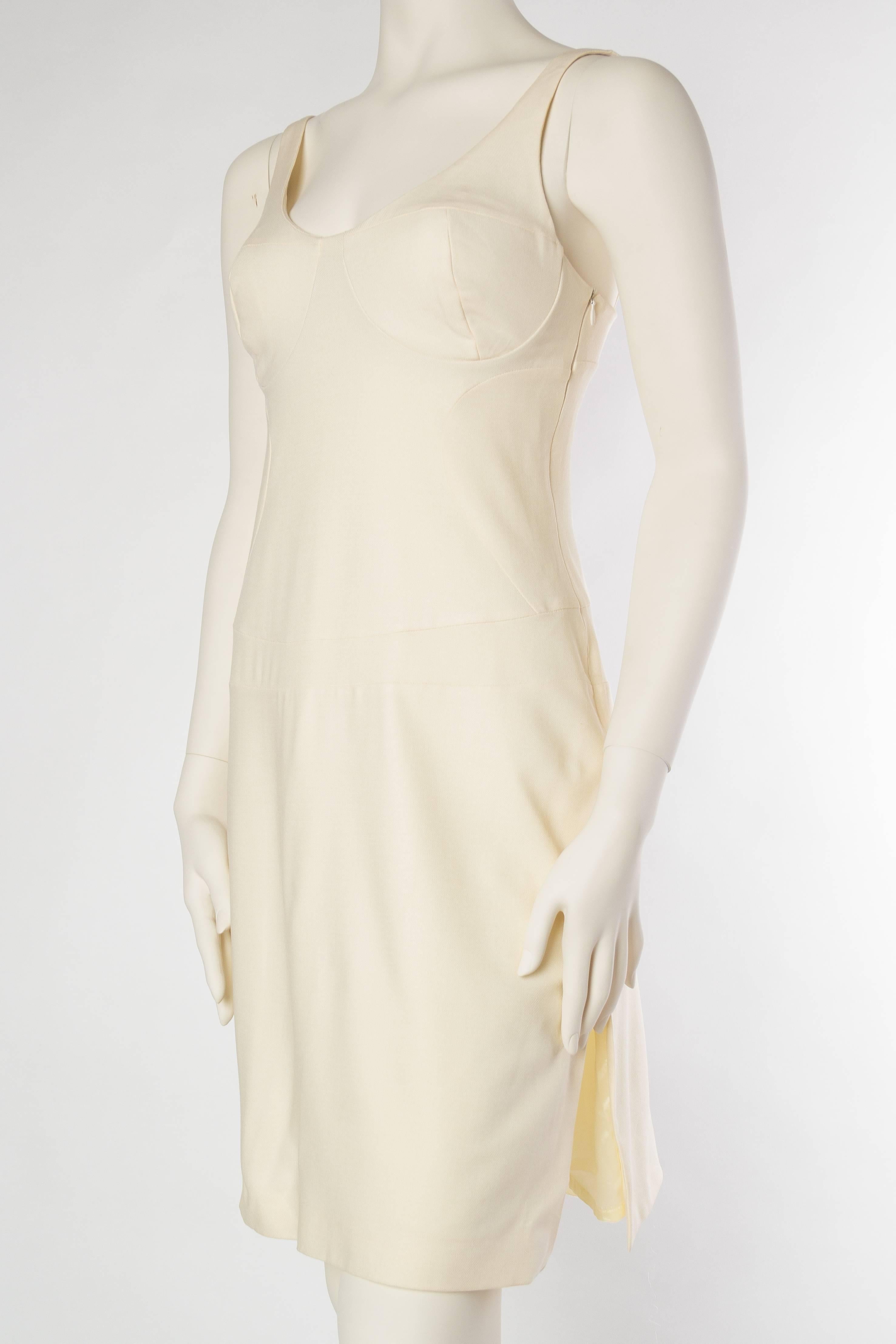 Women's Gianni Versace Versus Stretch Cream Underwire Dress with Slit