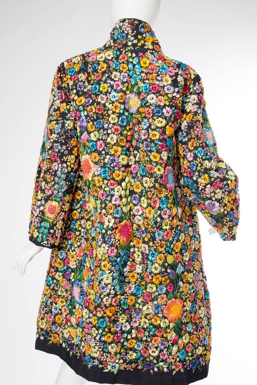 1960s Coat Fully Embroidered with Raffia Flowers at 1stDibs