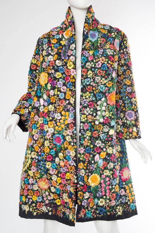 1960s Coat Fully Embroidered with Raffia Flowers at 1stDibs