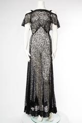 1930s Bias Silk Chantilly Lace Gown