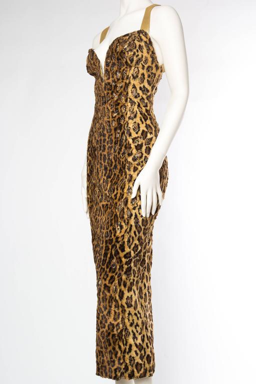 1990s Gianni Versace Atelier Leopard Velvet Gown with Crystals at 1stDibs