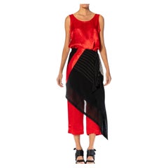 1990S Y’S YOHJI YAMAMOTO Red, Black & Silver Linen Skirt ONLY