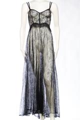 1930s Sheer Black Chantilly Lace Dress