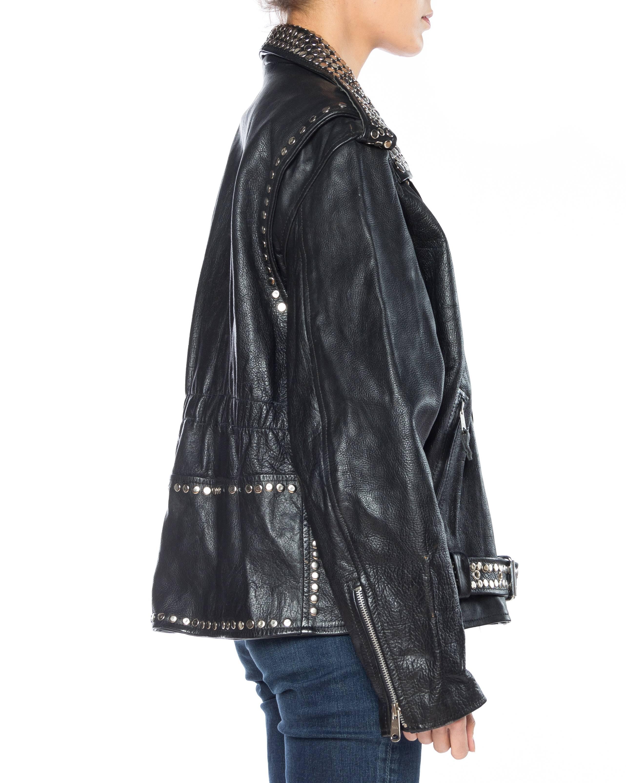 Women's or Men's Studded Punk Leather Biker Jacket 