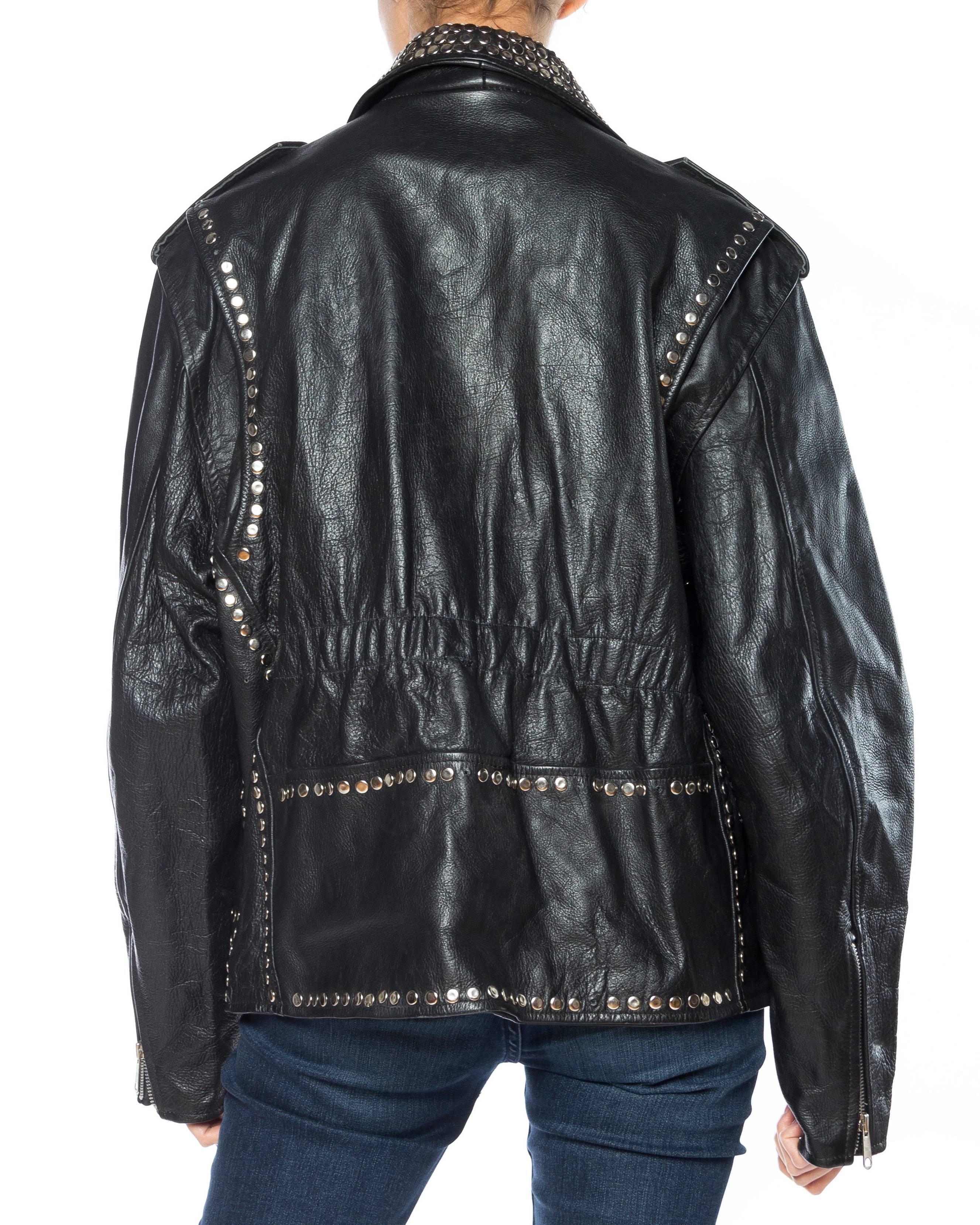 Studded Punk Leather Biker Jacket  1