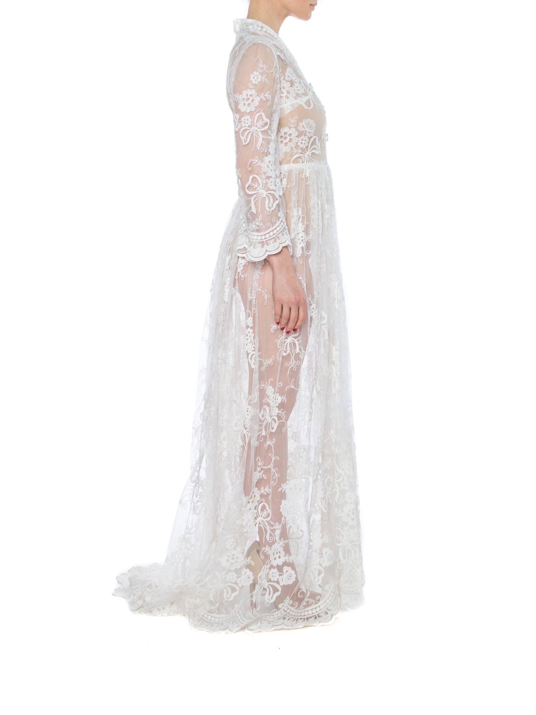 Women's Floral Embroidered Net Lace Dress with Sleeves
