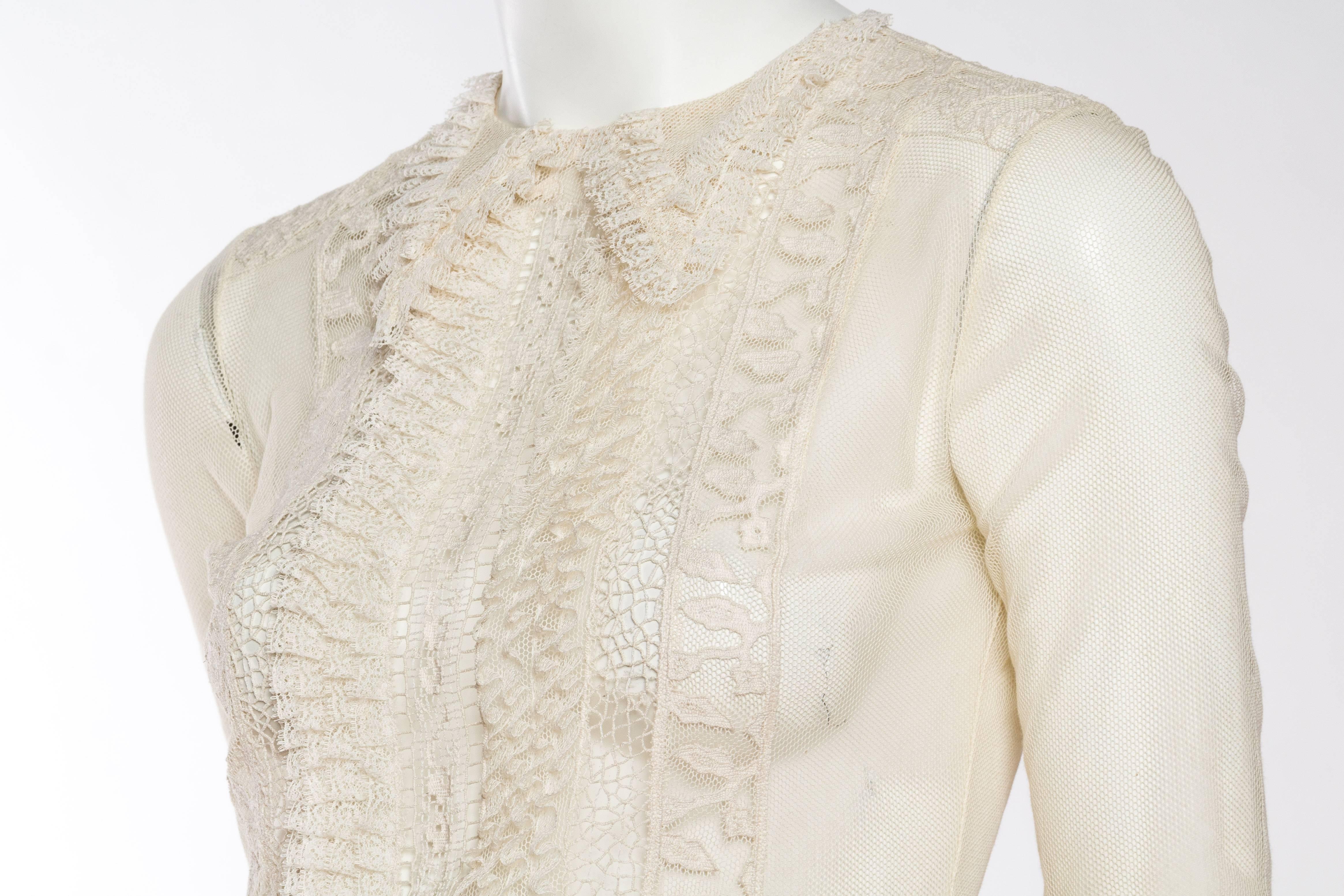 Victorian Style Lace & Net Blouse by Oscar De La Renta 1