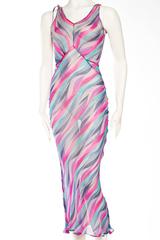 1930S Purple & Blue Silk Mousseline French Seamed Bias Cut Slip Dress