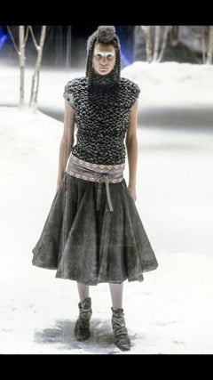 1990S ALEXANDER MCQUEEN Grey Textured Knit Top From Fall 1999 "The Overlook" Co