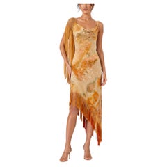 MA Amber Antique Silk Ice Dye Piano Shawl with Beaded Fringe Dress