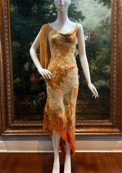MA Amber Antique Silk Ice Dye Piano Shawl with Beaded Fringe Dress