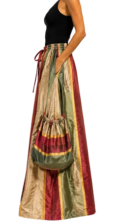MC Red & Green Striped Silk Taffeta Rave Pants