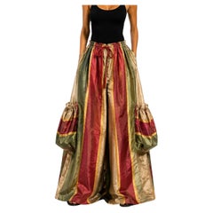 MC Red & Green Striped Silk Taffeta Rave Pants