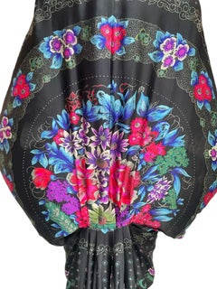 MA Floral Silk Twill Cocoon With Spaniard Fringe Gator Antique Clasp and Ribbon