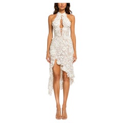 MA Off White Handmade Victorian Irish Lace Open Back Dress