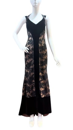 1990s Black & Copper velvet & Lace Silk Lined Halter Dress
