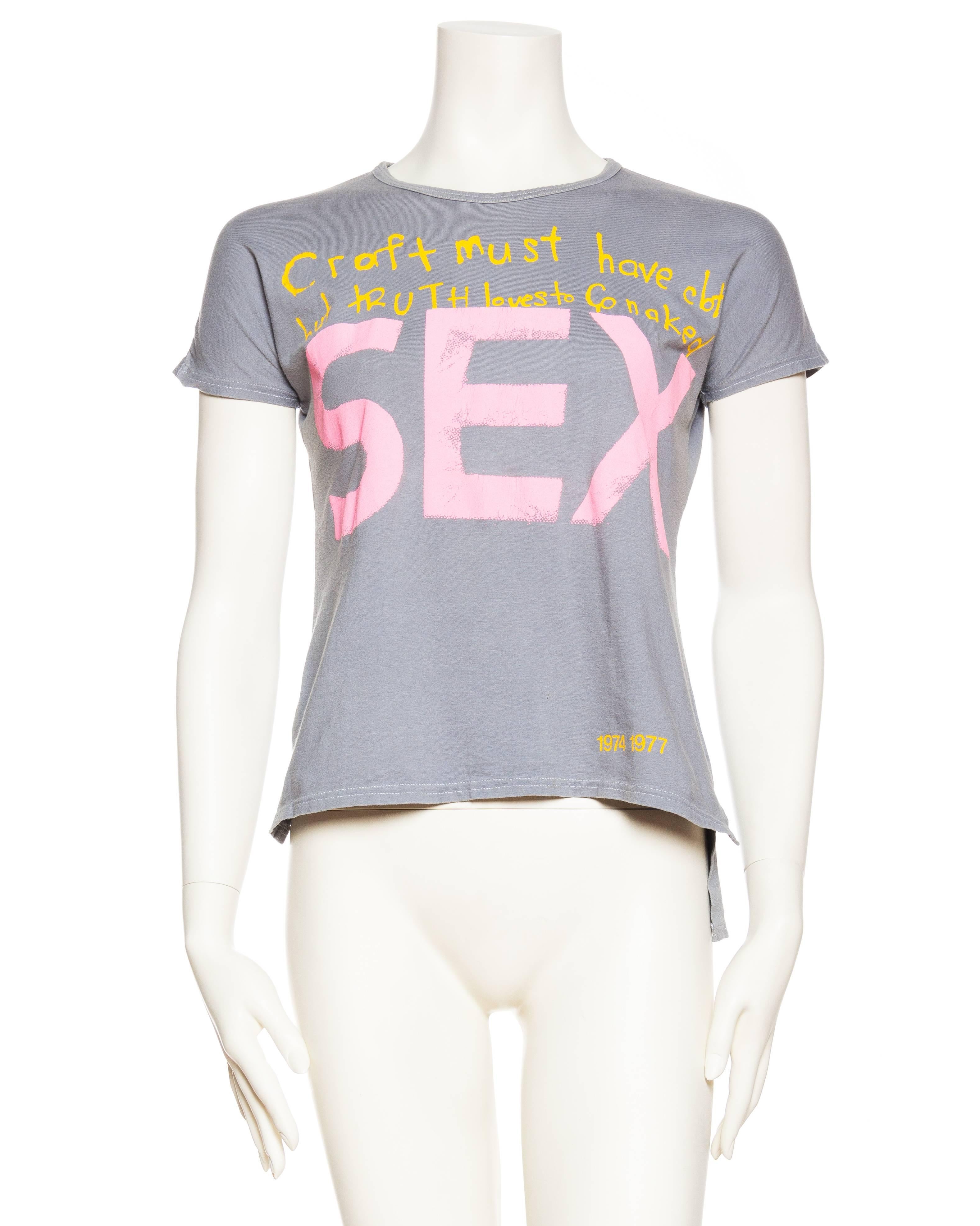 Vintage T-Shirt from the late 90s/00s commemorating Westwood's historic first 1970s Seditionaries shop "SEX"  