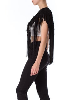 MORPHEW COLLECTION Raven Black Suede Feather Leather Cape