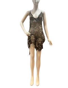 Morphew Collection Black Silver & Gold Silk Chiffon Floral Beaded Print Upcycled