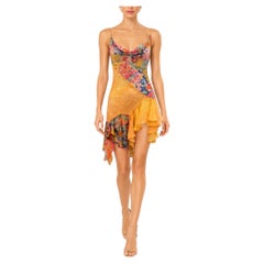 Morphew Collection Yellow & Orange Multicolored Silk Chiffon Beaded Upcycled