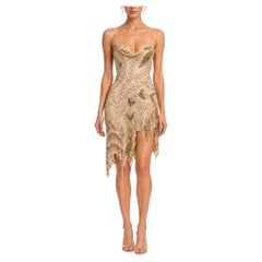 Morphew Collection White & Gold Silk Chiffon Beaded Sequin Upcycled Fairy Cockta