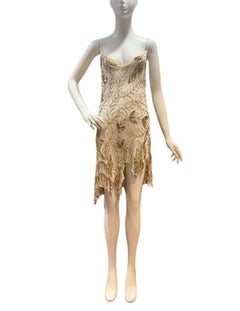 Morphew Collection White & Gold Silk Chiffon Beaded Sequin Upcycled Fairy Cockta