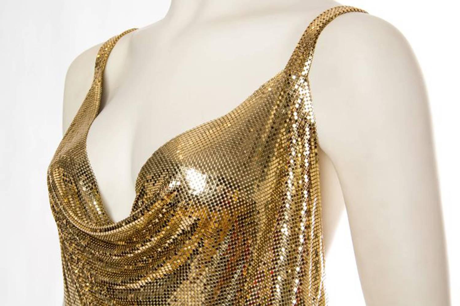 Brown Phenomenal Gold Metal Mesh Dress 