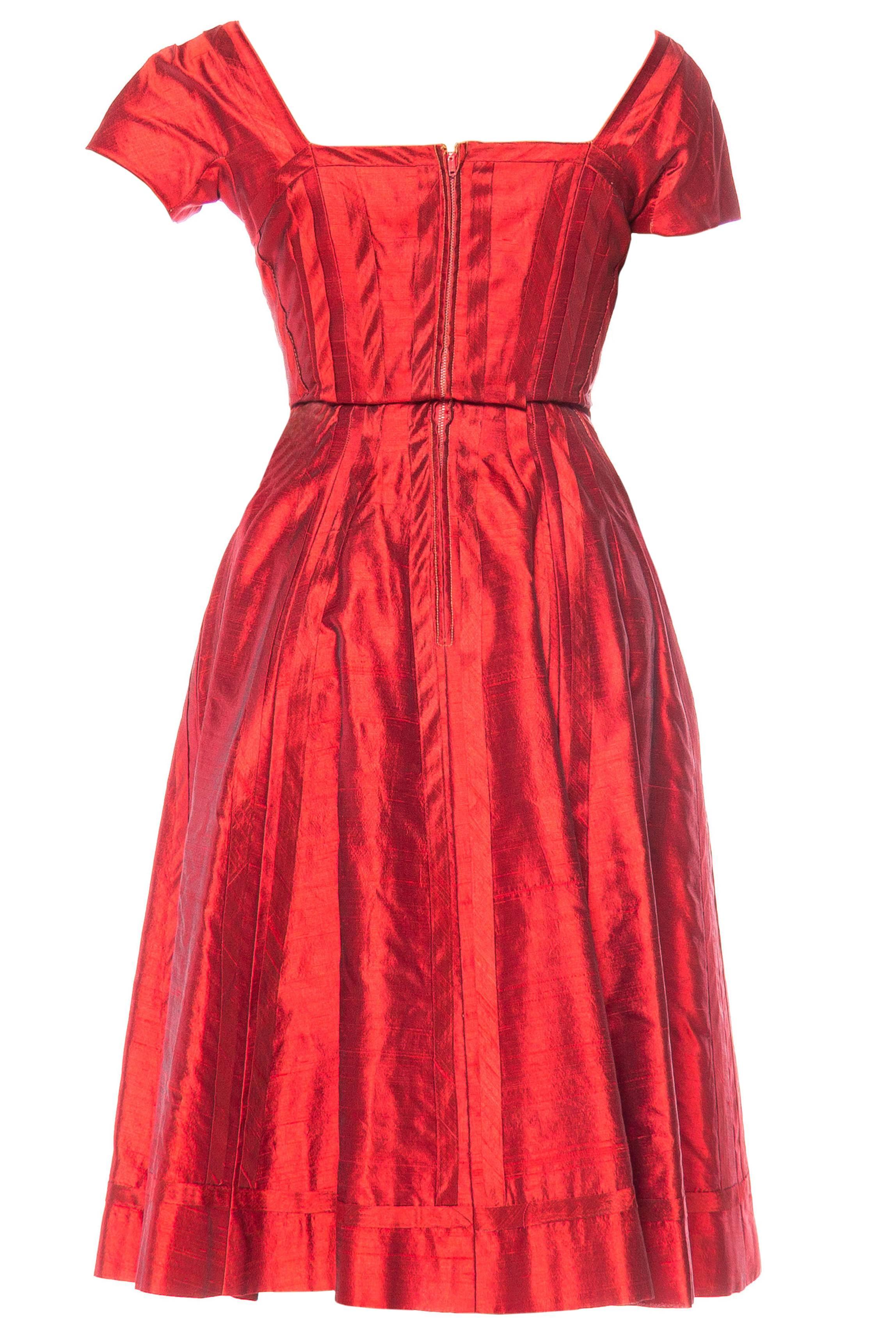 1950s Red Silk Dress 2