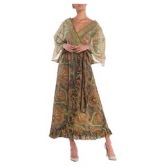 MORPHEW COLLECTION Silk & Cotton Indian Paisley Wrap Maxi Dress
