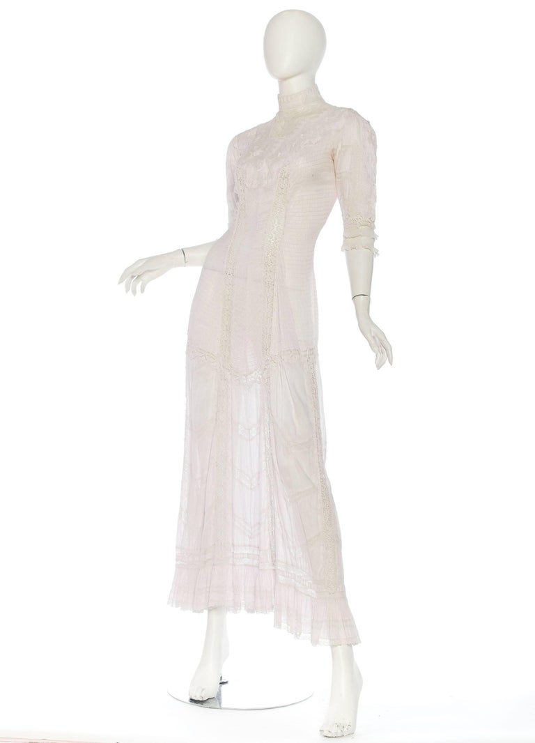 Belle Epoque Swan Neck Princess Line Victorian Organic Cotton and Lace ...