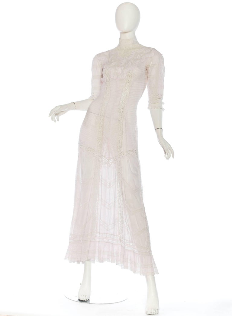 Belle Epoque Swan Neck Princess Line Victorian Organic Cotton and Lace ...