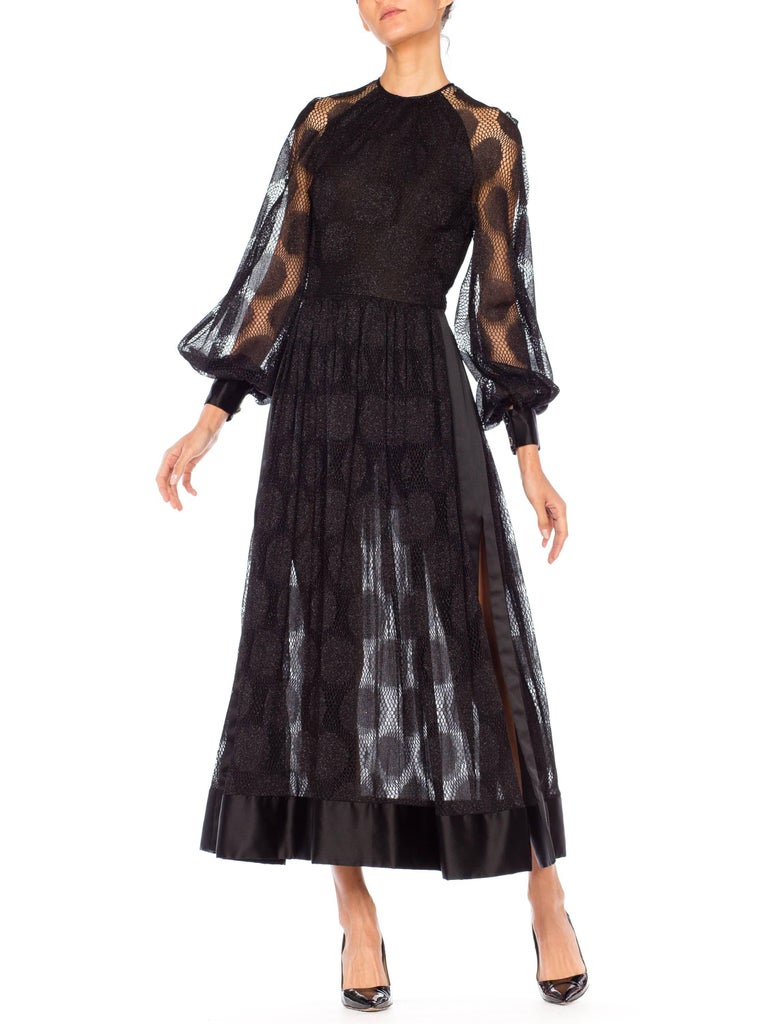 Minimalist c. 1964 James Galanos Superb Detailed Square Neckline Long Sheath Dress